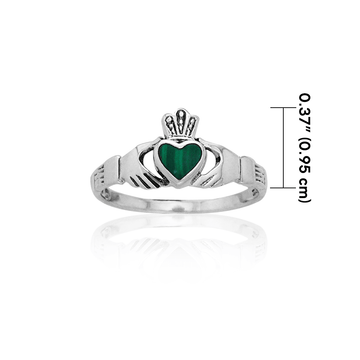 Celtic Claddagh Stone Inlay Ring TRI882 - Jewelry